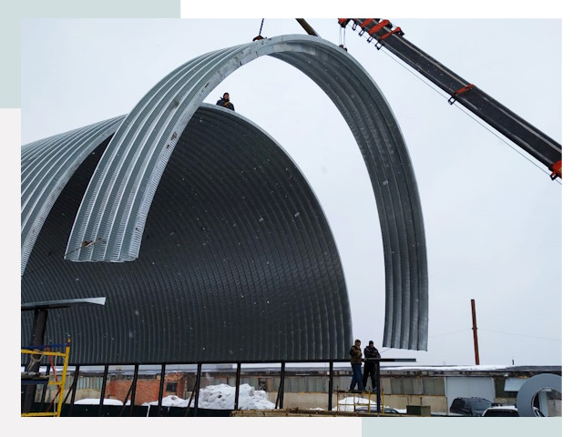Полукруглые ангары в Нижнем Новгороде
